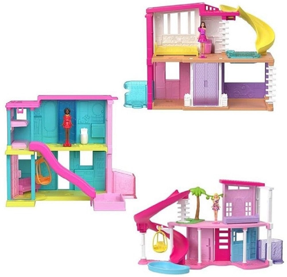 Mattel® Spielfigur Barbie Mini Villa mit 4 cm Puppe, Haustier, Aufzug, Pool günstig online kaufen