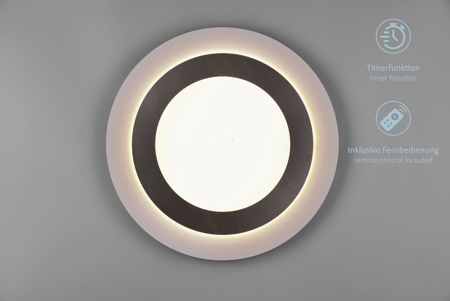 lightling LED Deckenleuchte Maya, LED fest integriert, Tageslichtweiß, Dimmer, Lichtfarbe einstellbar, Nachtlicht, Timer
