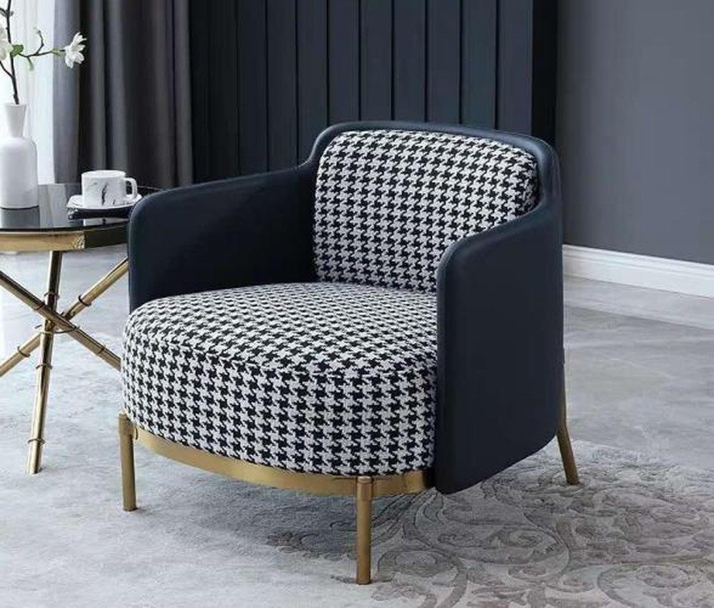 JVmoebel Sessel Bunter Textil-Sessel mit ergonomischer Polsterung und Edelstahlfüßen (1-St., 1x Sessel), Made in Europa
