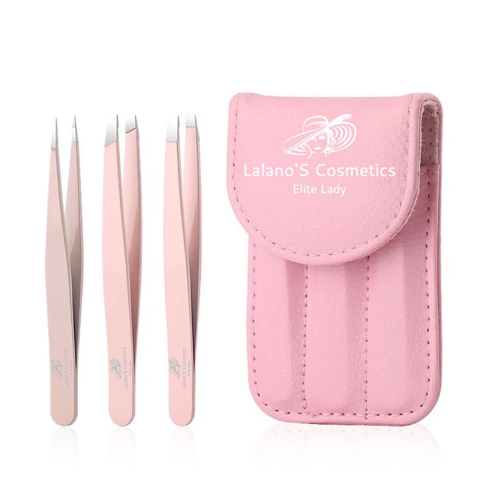 Lalano`S Cosmetics Pinzette Deluxe- Пинцет Set, Maniküre Pediküre Set, 4-tlg., 3 Пинцет, Etui