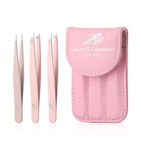 Lalano`S Cosmetics Pinzette Deluxe- Pinzetten Set, Maniküre Pediküre Set, 4-tlg., 3 Pinzetten, Etui