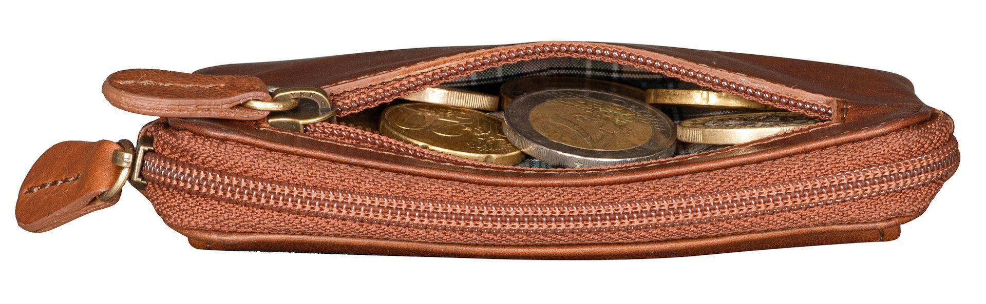 Benthill Schlüsseltasche Echt-Leder Schlüsseletui mit Kartenfach - Münzbörse mit Kleingeldfach, Kartenfächer Münzfach Reißverschlussfach