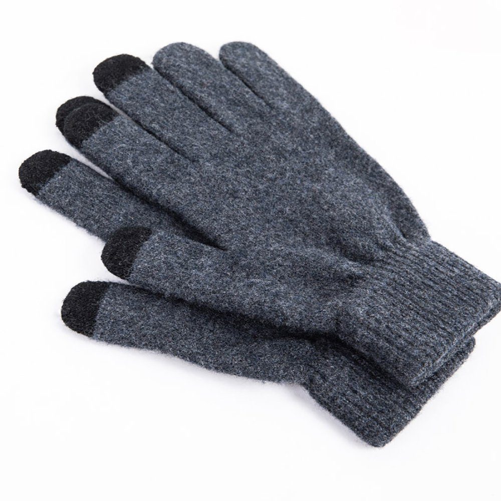 L.Ru UG Strickhandschuhe Vielseitige Wollhandschuhe für Damen und Herren im Herbst und Winter Warme Fingerhandschuhe in Kontrastfarbe, Touchscreen-Handschuhe