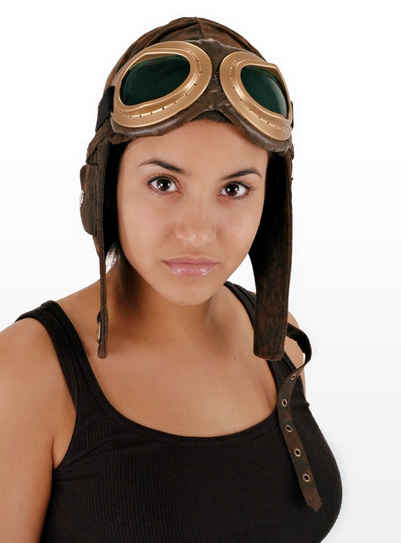 Elope Kostüm Aviator Mütze braun, Viktorianische Kopfbedeckung passend zum Steampunk Kostüm