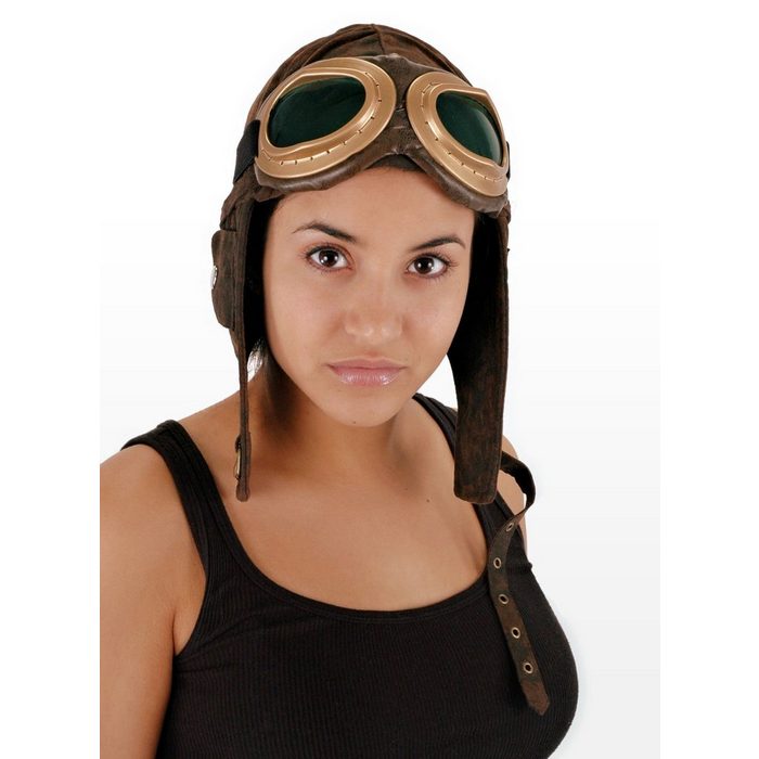 Elope Kostüm Aviator Mütze braun Viktorianische Kopfbedeckung passend zum Steampunk Kostüm