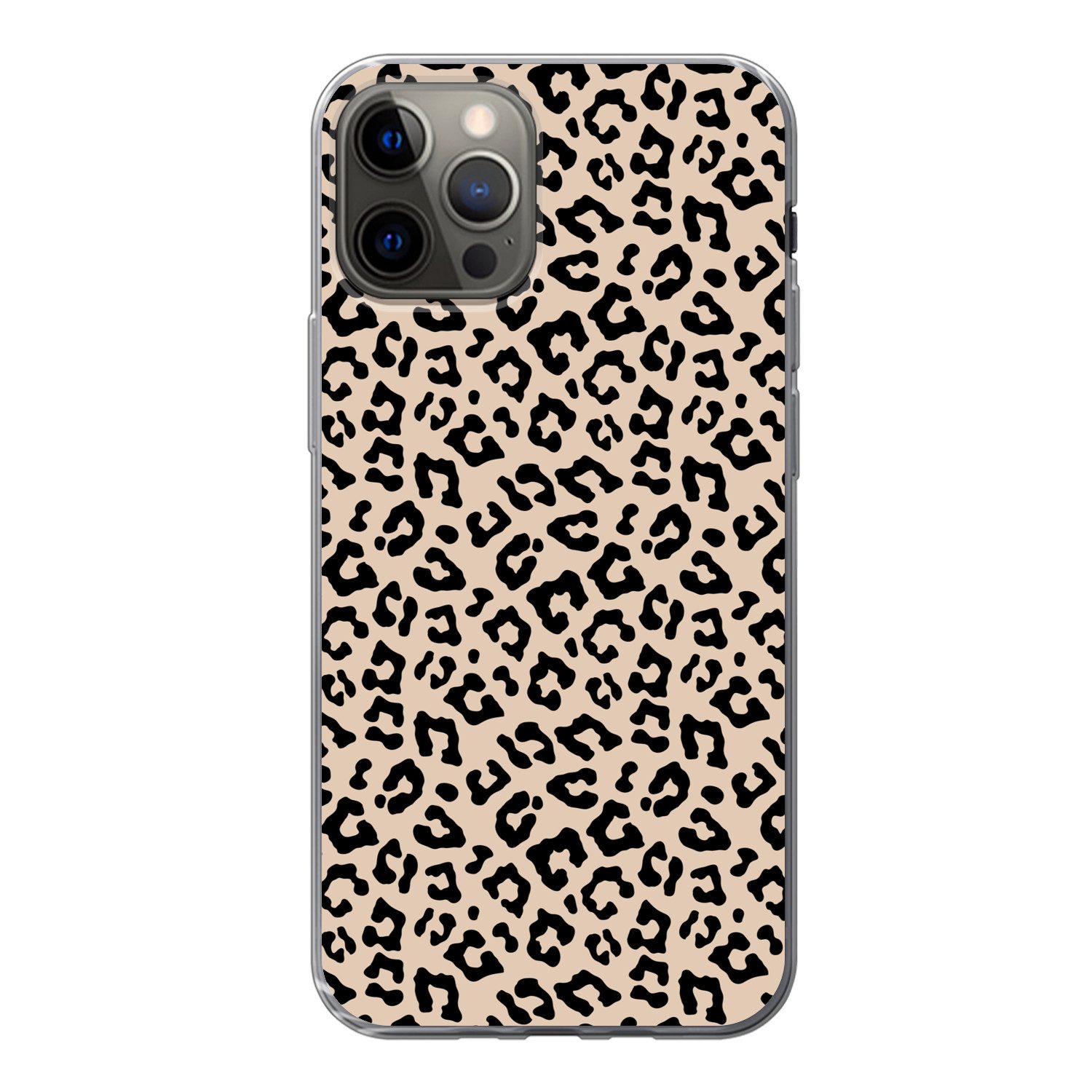 MuchoWow Handyhülle für Apple iPhone 12 Pro Pantherdruck - Schwarz - Braun - Tierdruck, Smartphone-Bumper, Print, Handy Schutzhülle Dünn