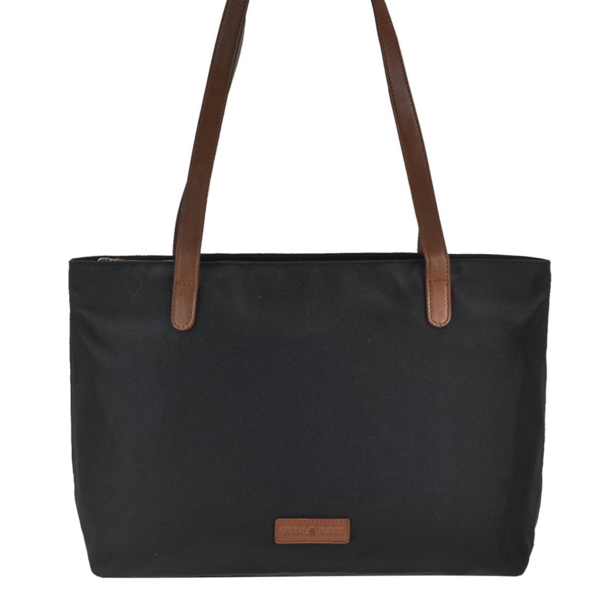 Greenburry Сумки для покупок "Diana" Nylon Schultertasche 40x25cm, leicht, kompakt, praktisch, lange Gurte, schwarz