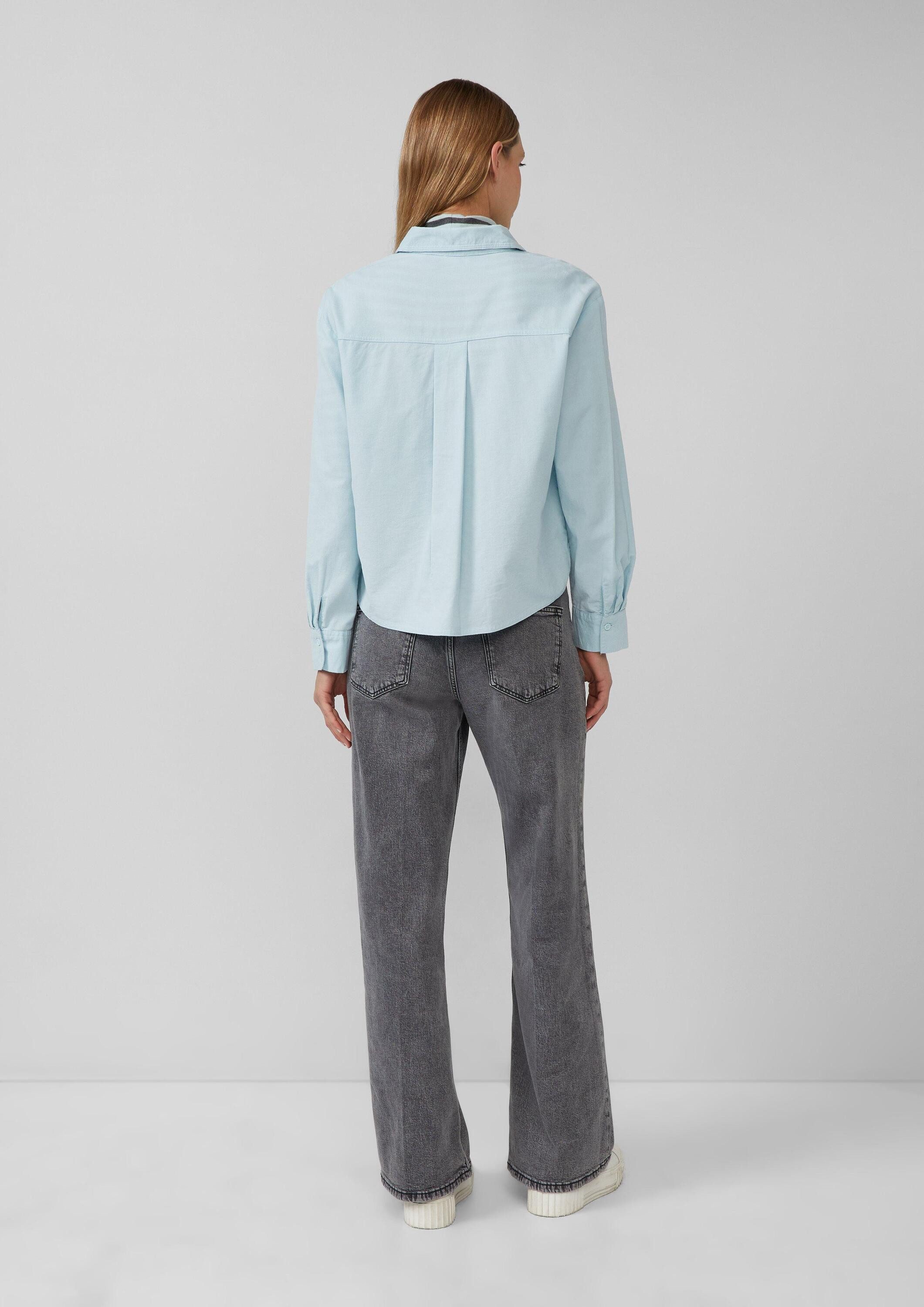 s.Oliver Hemdjacke Bluse Verkürzte Feincord-Bluse mit aufgesetzten Taschen