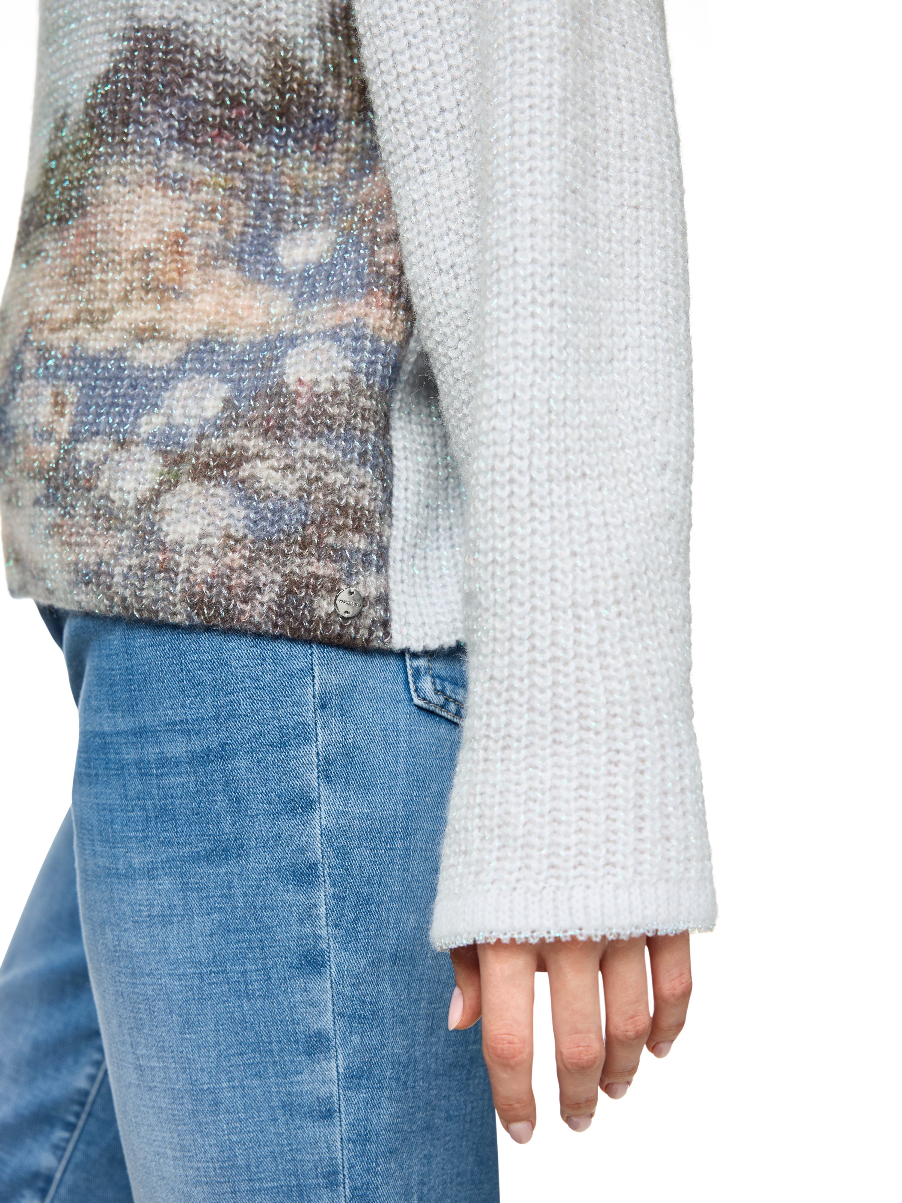 Marc Cain Strickpullover Romantic Tresaures Premium Damenmode weite Passform, Rundhals Stehkragen Glitzergarn Alpaka High Premium