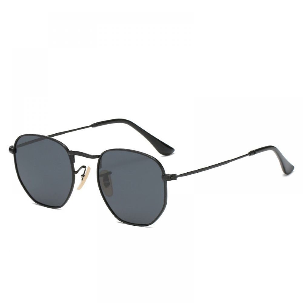 Sechseckige Gläser Sonnenbrille Sonnenbrille Retro Metall Polarisierte Jormftte graue
