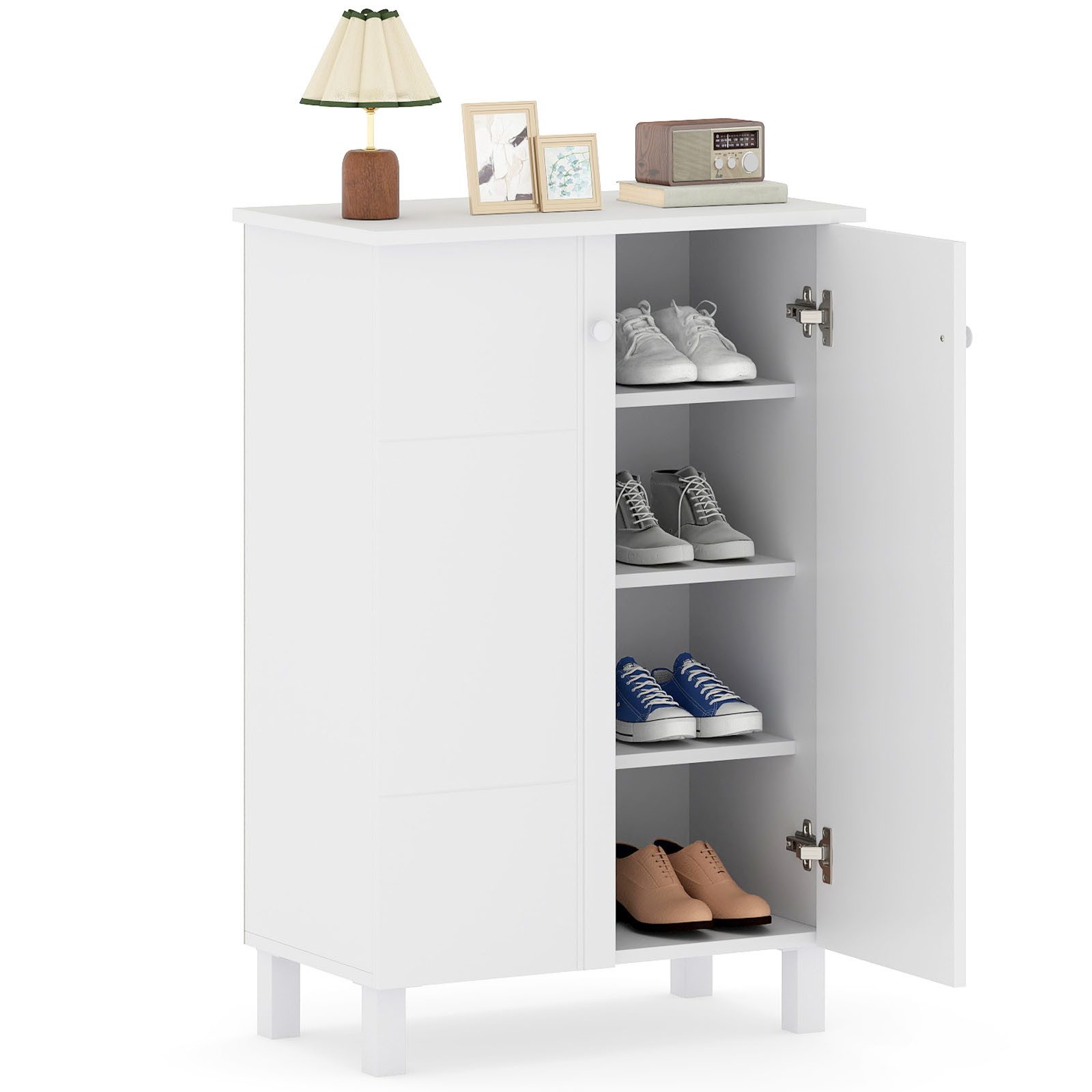 COSTWAY Schuhschrank Holz Schuhkommode mit abnehmbarem Regal 60x33,5x90cm