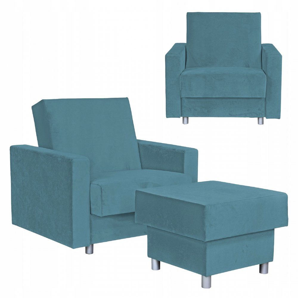 Family Meble Sessel Family Meble Alicja Schlafsessel mit Hocker und Bettkasten New Velo 13
