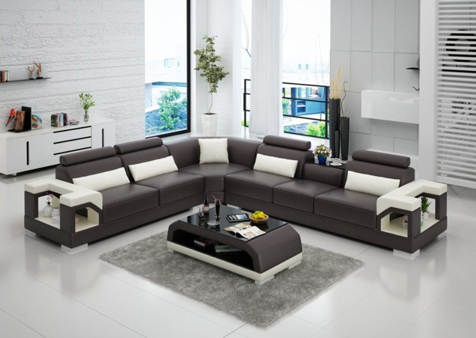 Ledersofa Ecksofa, Modern Couch Eck Ecksofa JVmoebel Sofa Design Wohnlandschaft