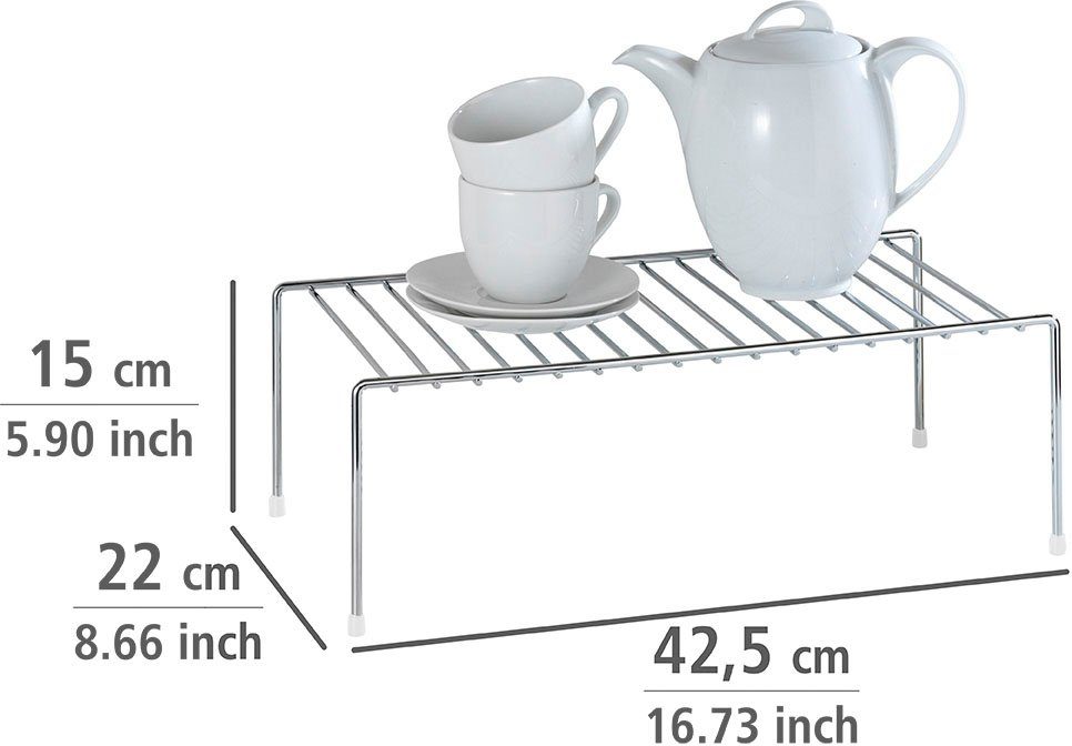 Füßen WENKO 2-teilig mit Geschirrständer verchromtes Metall, mit Basic, Schutzkappen,