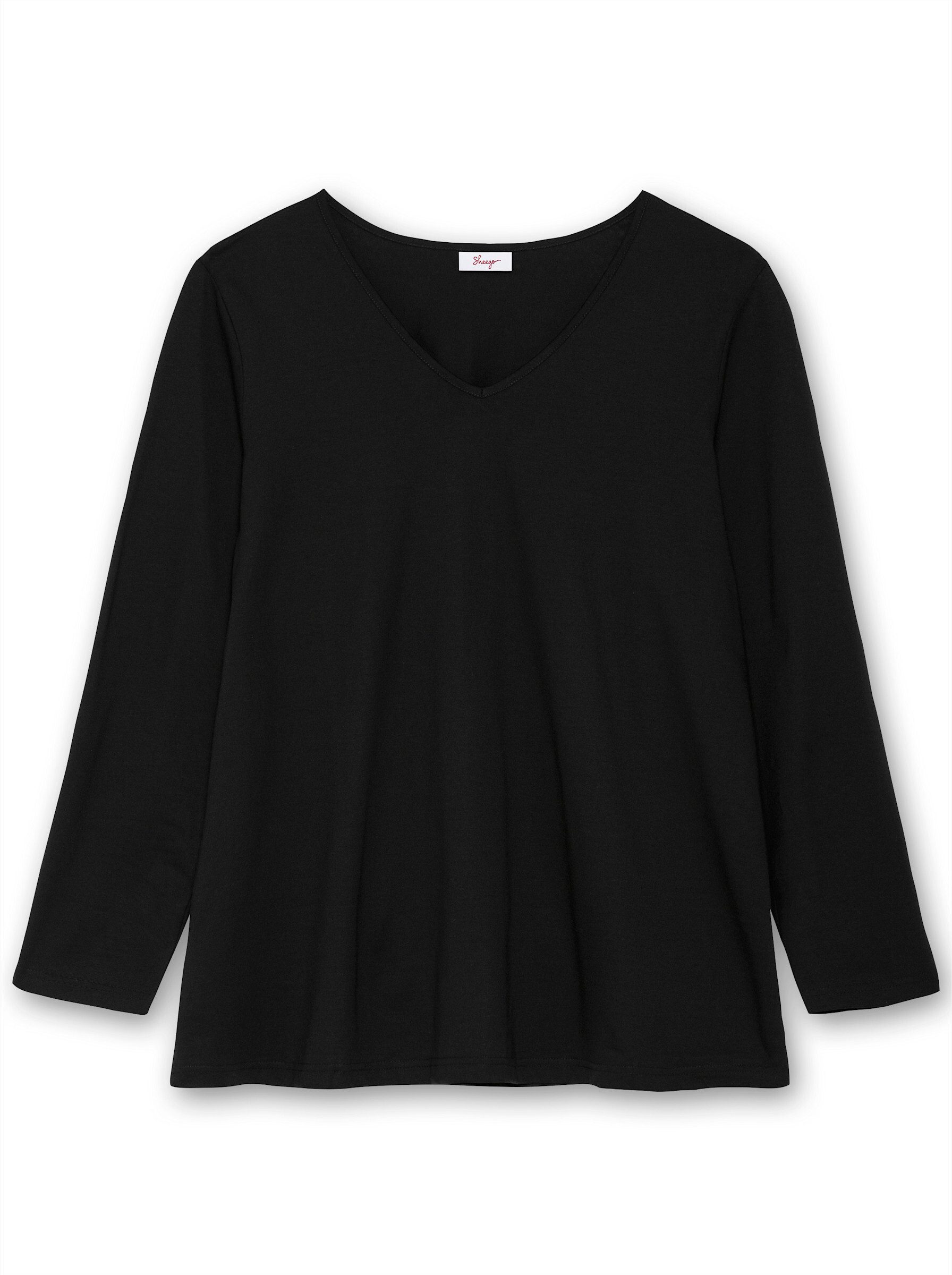 Sheego T-Shirt Langarmshirt Langarm mit V-Ausschnitt und leichter A-Linie günstig online kaufen