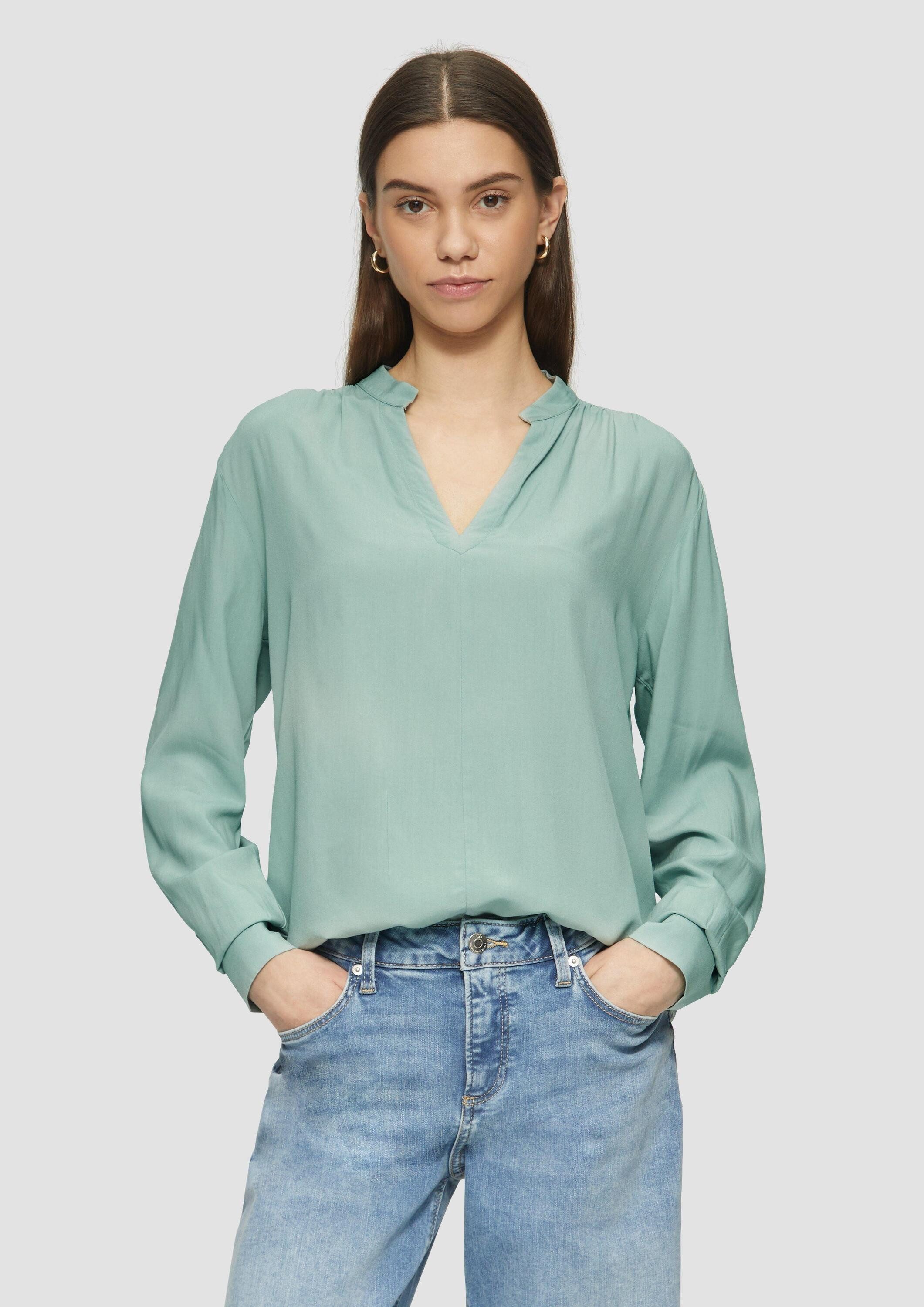 QS Langarmbluse Bluse Viskosebluse mit Smok-Detail günstig online kaufen