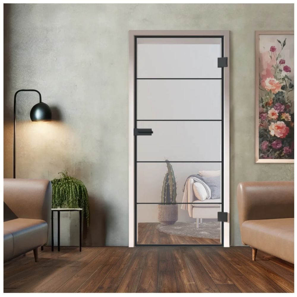 HORI Glastür Glastür aus ESG Glas Zimmertür Modernes Loft-Design in Schwarz, Thermisch behandeltes Glas, erhöhte Stoß- und Schlagfestigkeit