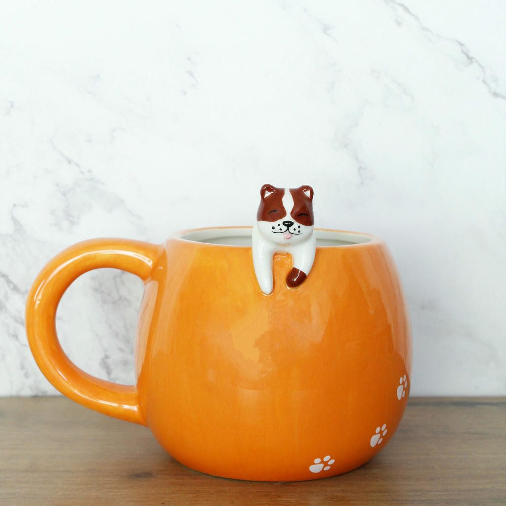 Winkee Becher Pet Friends Kaffeebecher Hund, Keramik, ca. 14 x 12 x 11 cm, für ca. 350 ml