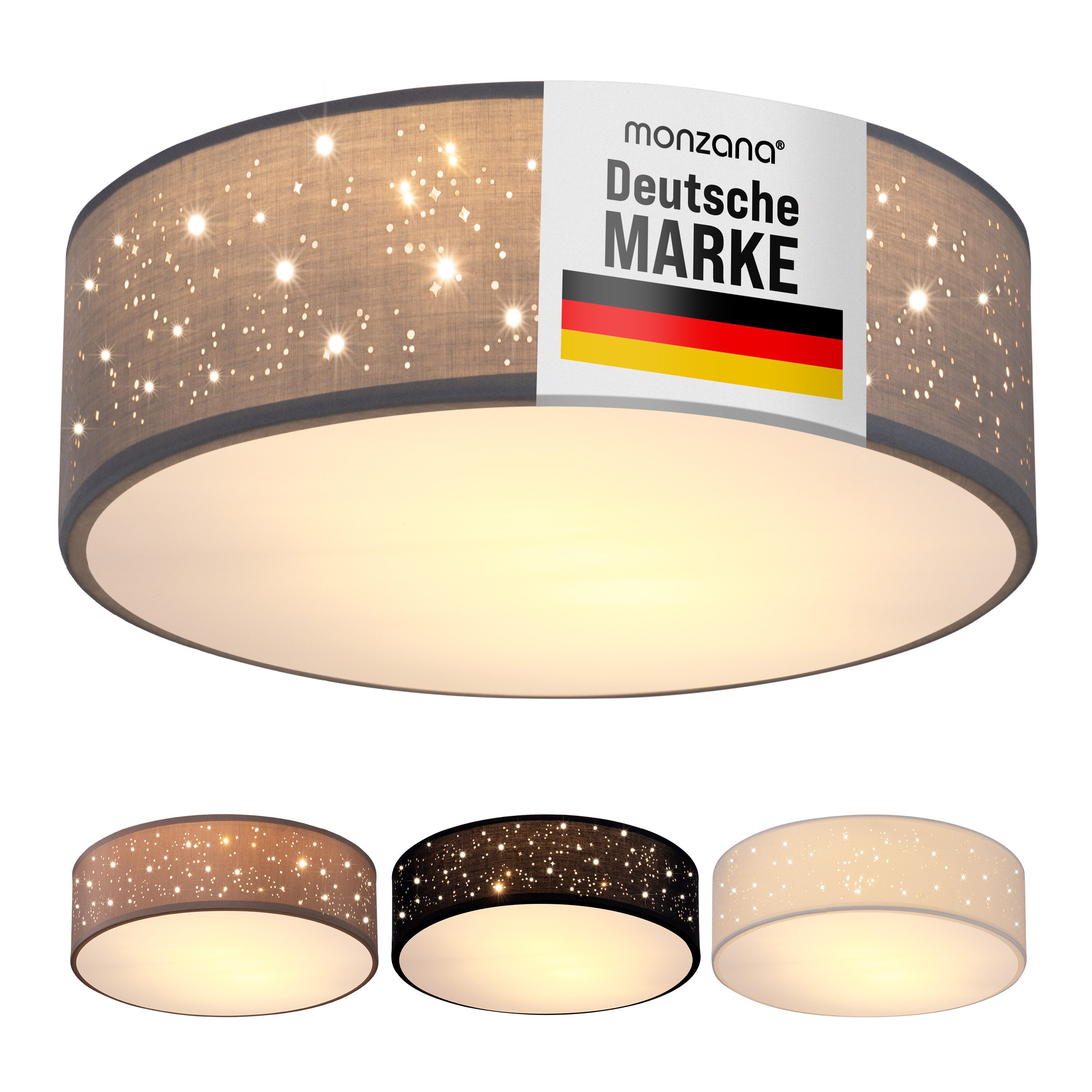 monzana Deckenleuchte, 30 cm, Sternenhimmel Rund Stoffschirm 30 cm 1-Flammi günstig online kaufen
