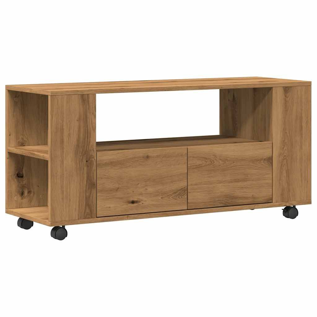 vidaXL TV-Schrank TV-Schrank mit Rollen Artisan-Eiche 102x34,5x43cm Holzwerkstoff (1-St)