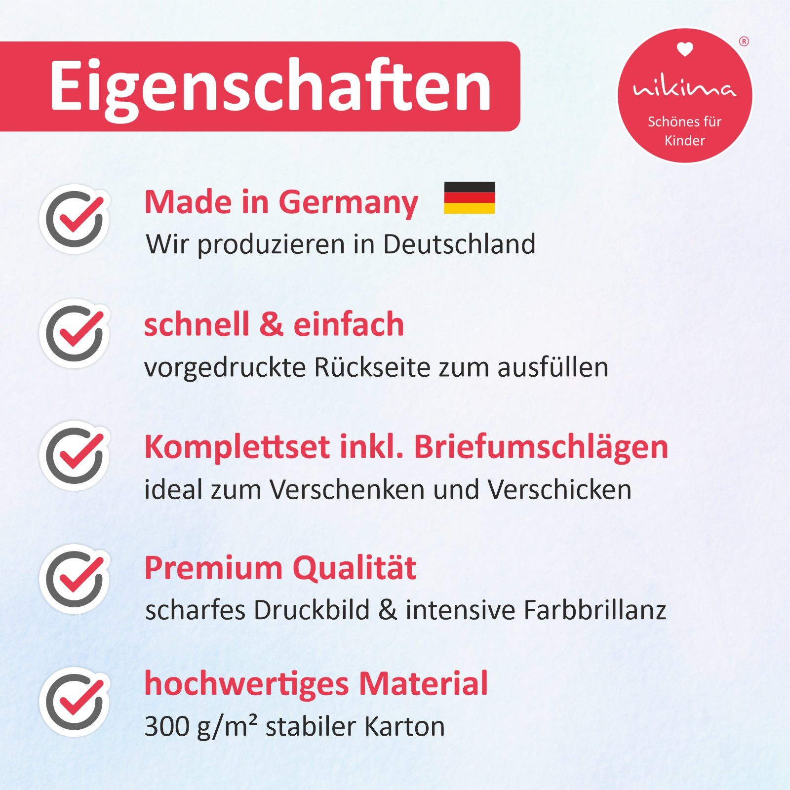 nikima Einladungskarten 10 Einladungskarten Regenbogen inkl. Umschlag