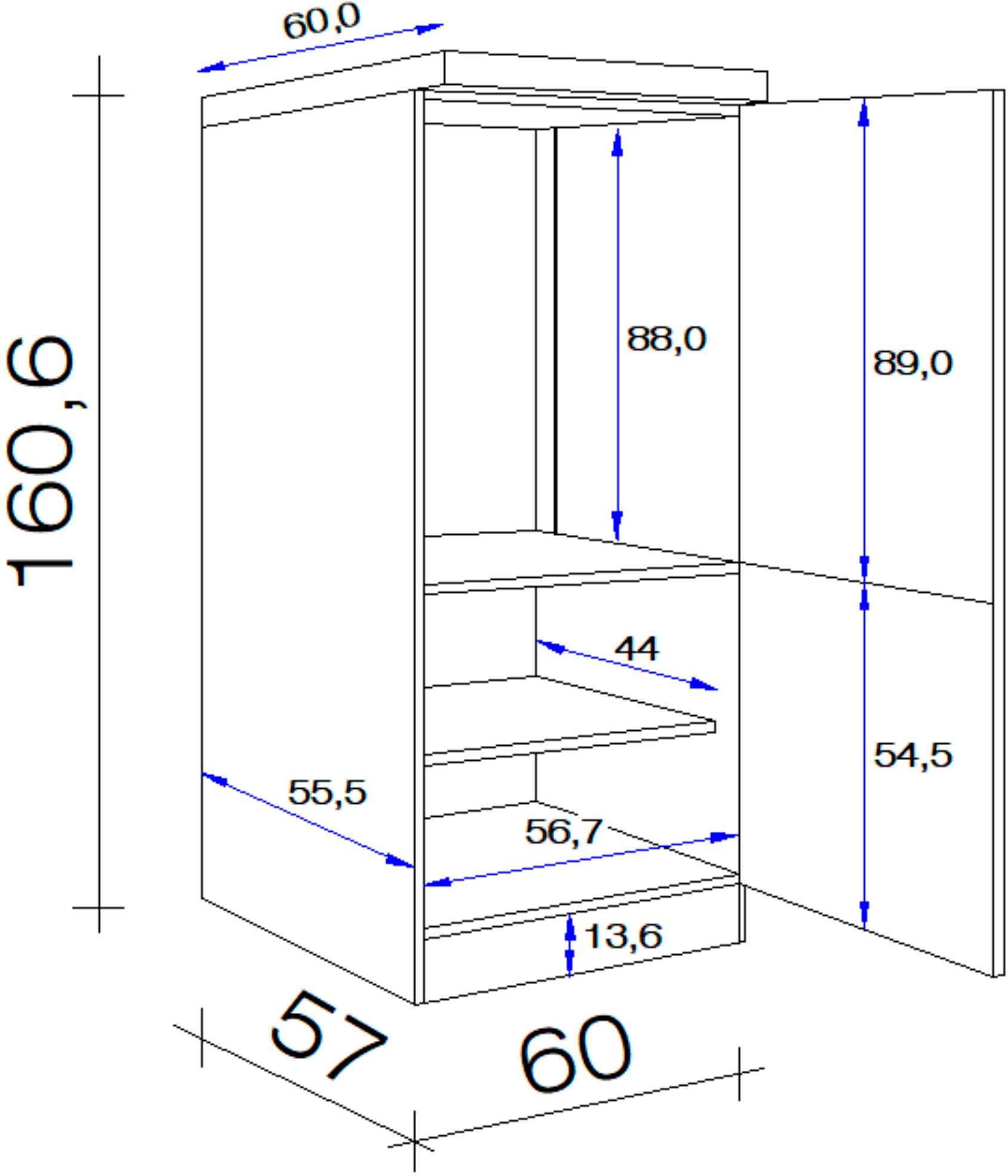 60 Flex-Well 60 H x 161/162 (B Kühlumbauschrank T) cm x x Nano x