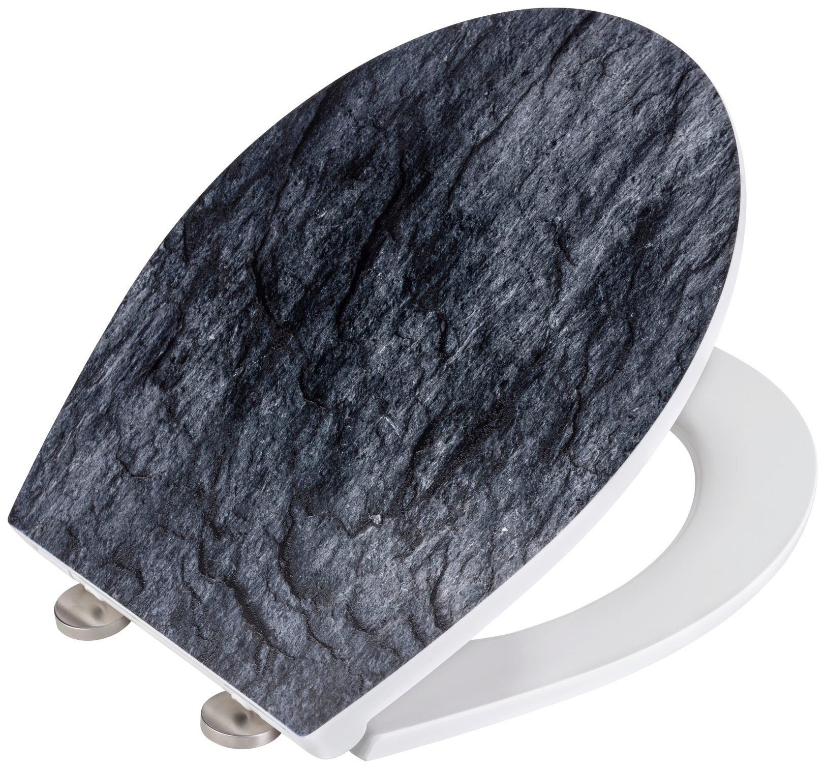 WENKO WC-Sitz Slate Rock, mit Relief, aus antibakteriellem Duroplast günstig online kaufen