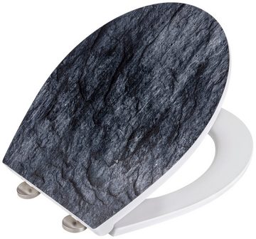 WENKO WC-Sitz Slate Rock, mit Relief, aus antibakteriellem Duroplast