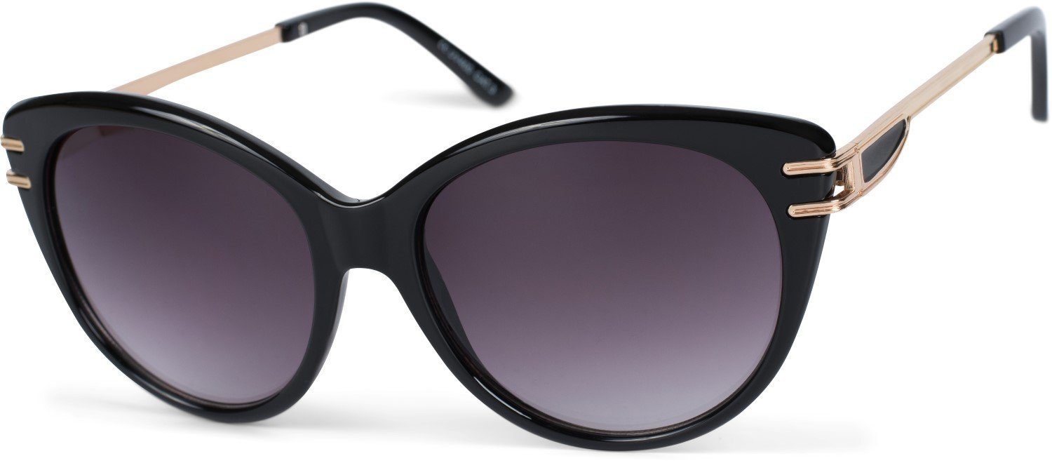 styleBREAKER Sonnenbrille (1-St) Getönt Gestell Schwarz / Glas Grau-Violett Verlaufsglas