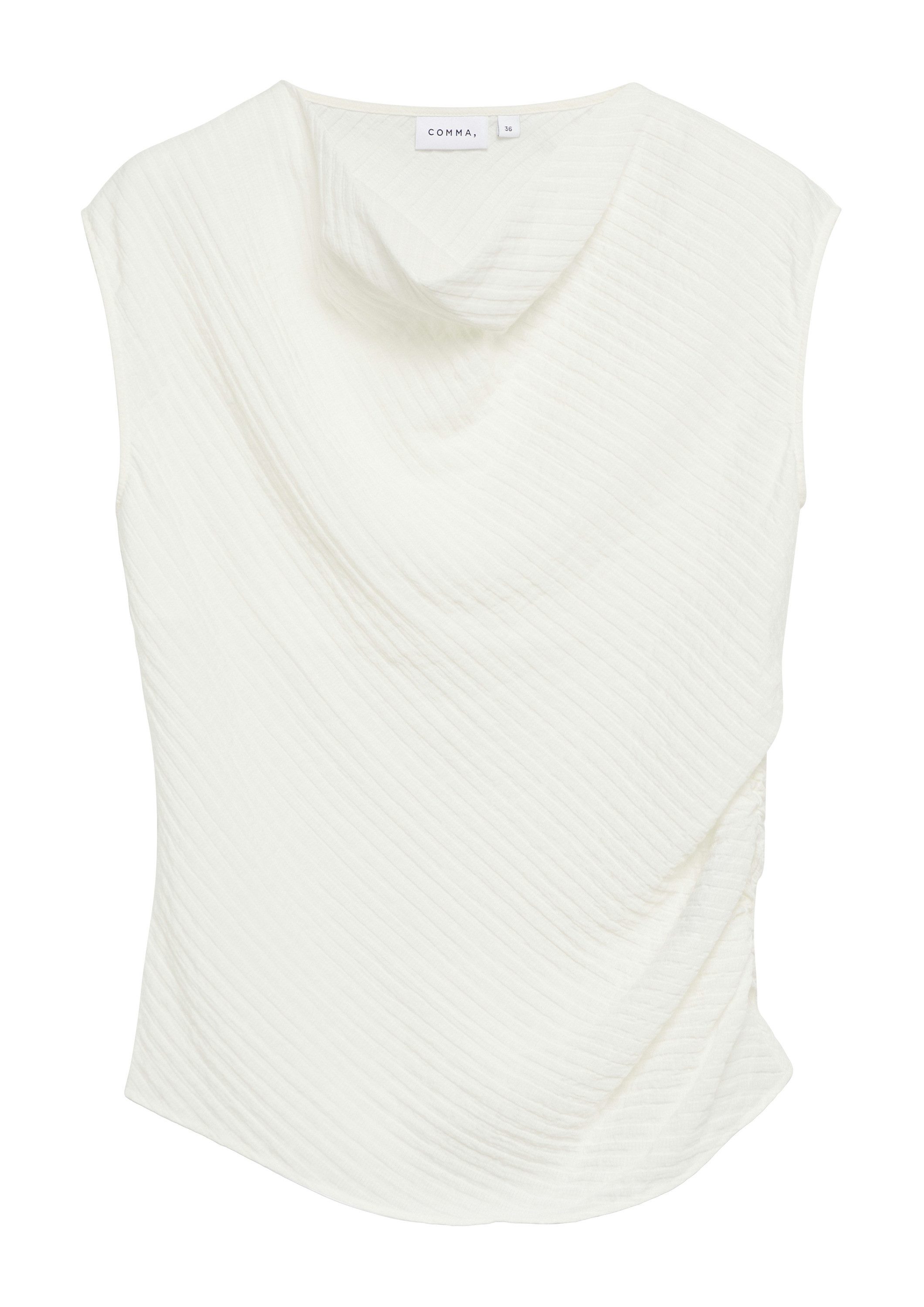 comma Blusentop Bluse Strukturiertes Top mit Raffung