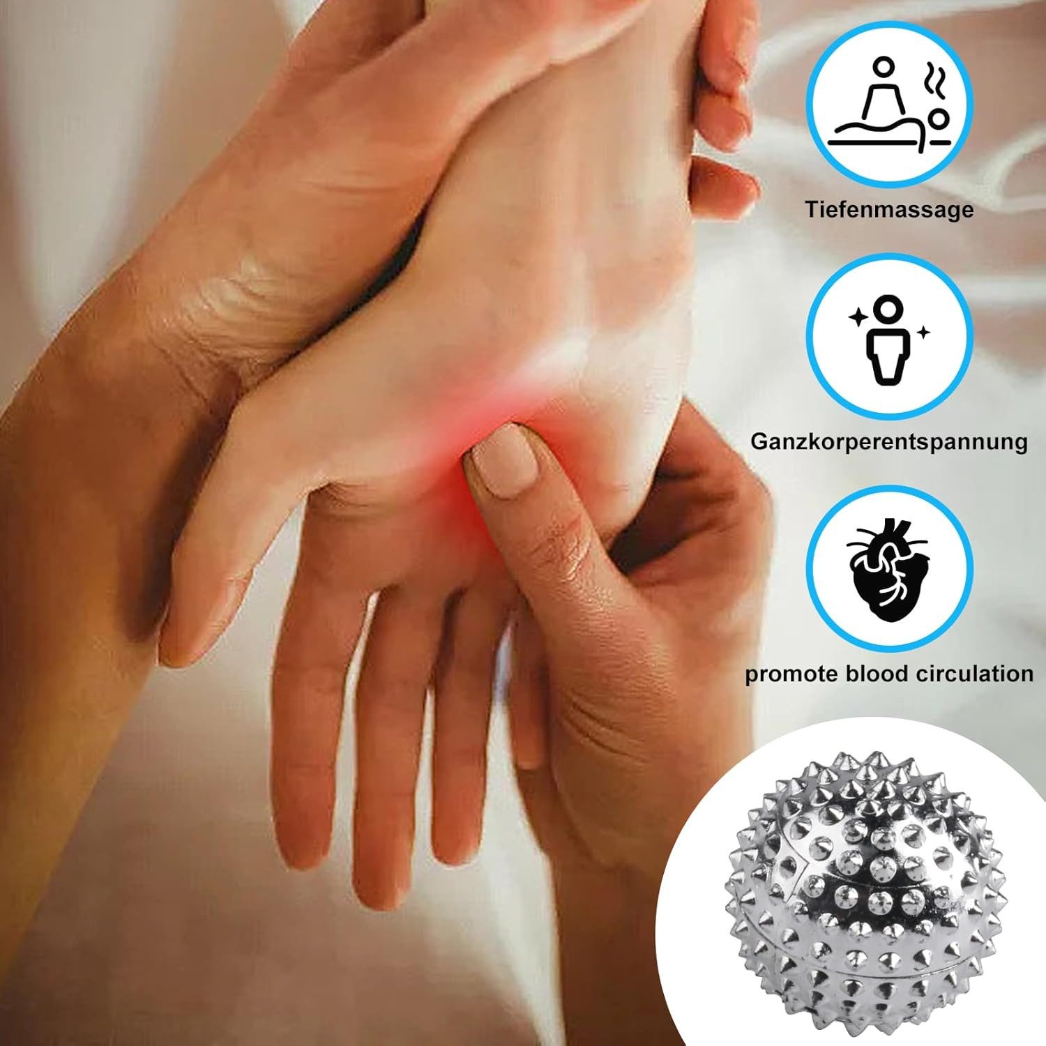 FELIXLEO Massageball 4 Stück Igelball Massage Set mit 8 Akupressurringen Skills, 1-tlg.