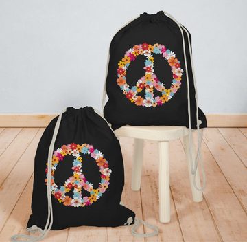 Shirtracer Turnbeutel Peace Flower Power - Hippie Peace Zeichen Friedenszeichen 90er 70er, Sprüche Statement