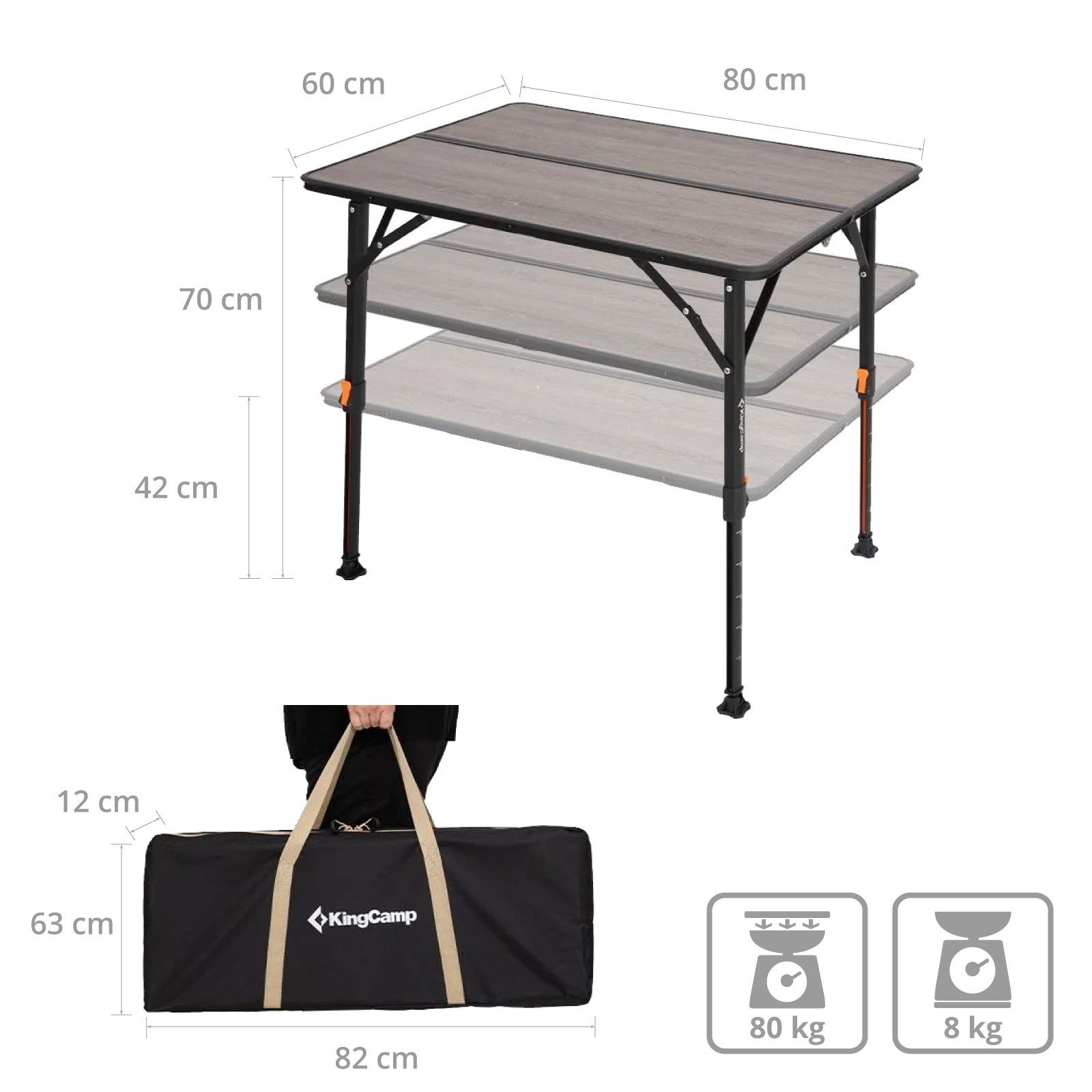 KingCamp Campingtisch Campingtisch Meteora Camping Falttisch Klapptisch