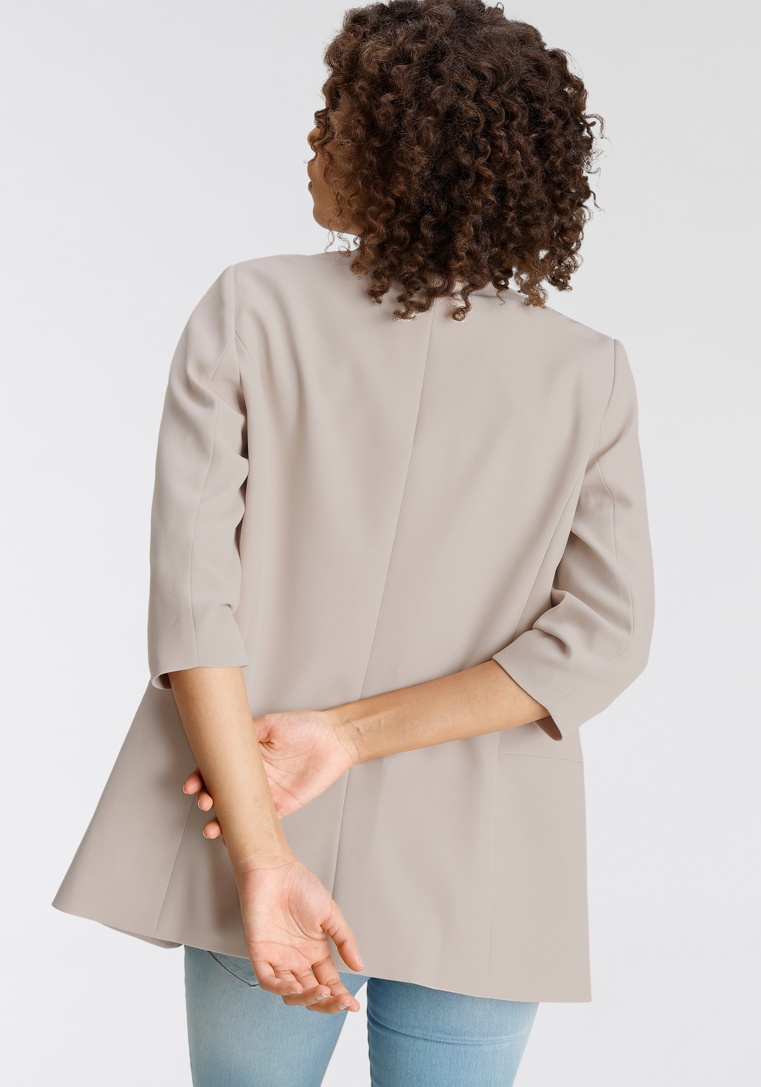 ONLY Kurzblazer ONLELLA – Femininer Blazer mit 3/4-Ärmeln und Raffung regular fit, casual, Web, Kunstfaser, V-Ausschnitt