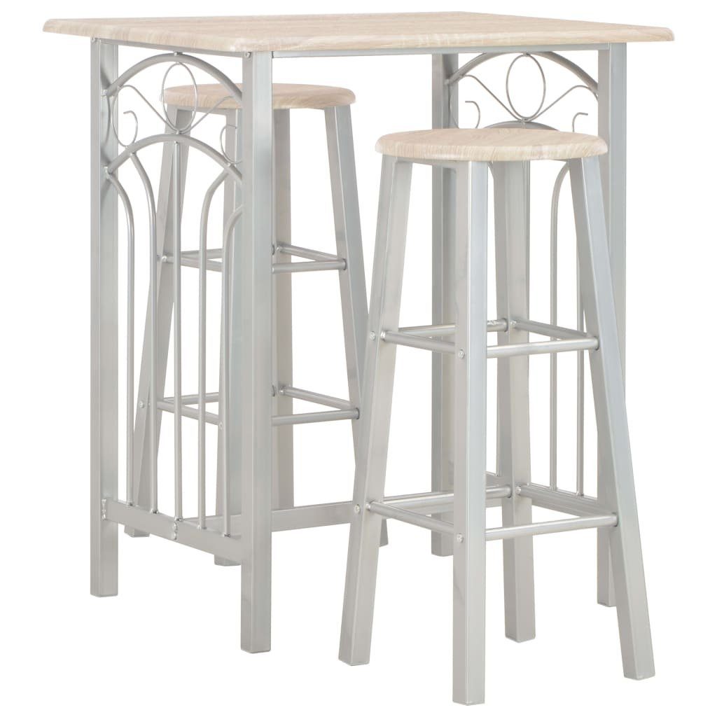 vidaXL Essgruppe 3-tlg. Bar-Set Holz und Stahl, (2-tlg)