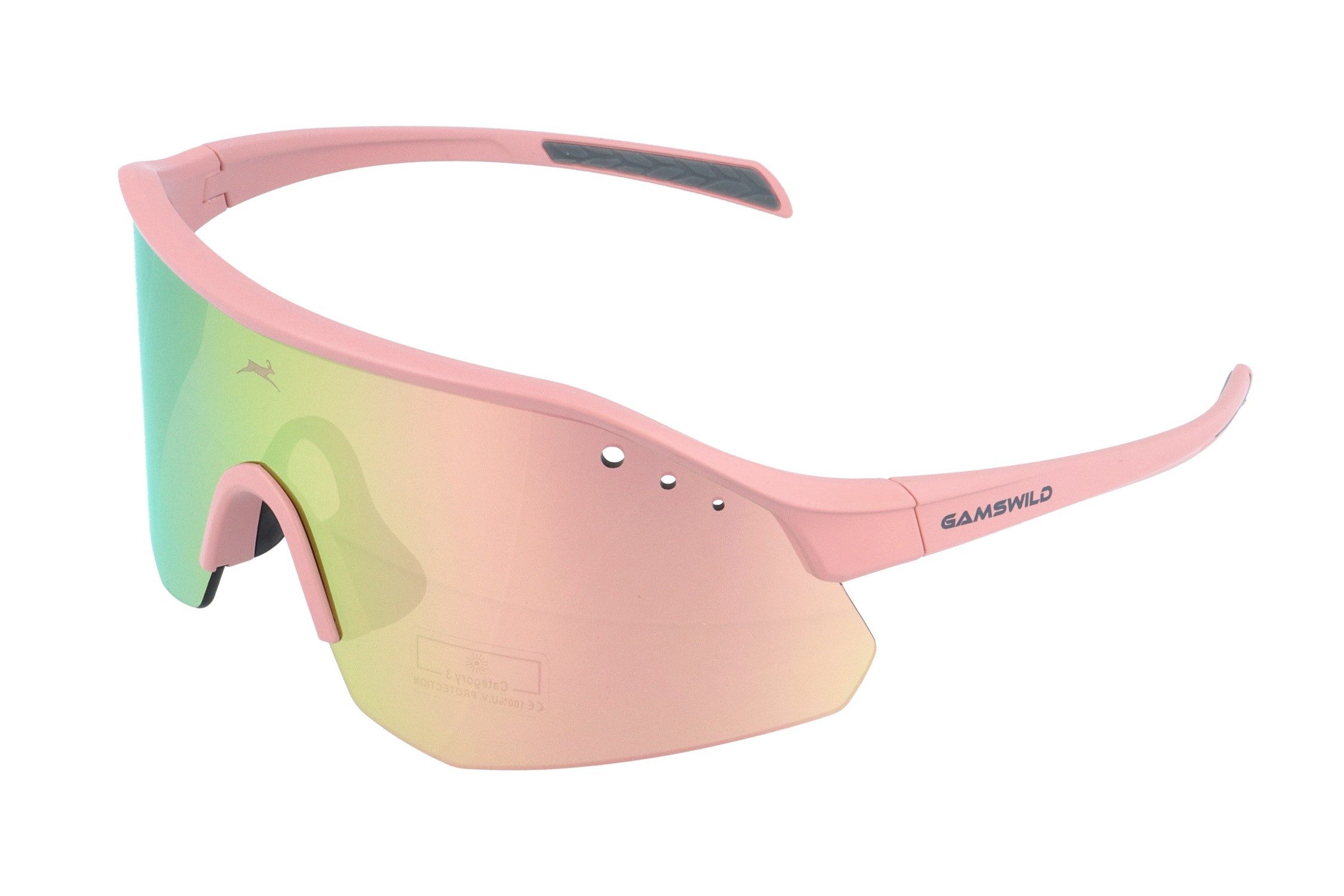 Gamswild Monoscheibensonnenbrille UV400 Sonnenbrille Skibrille Fahrradbrille eng anliegend Sportbrille WS2140 Damen, Herren, roas, beere, olivgrün, grau