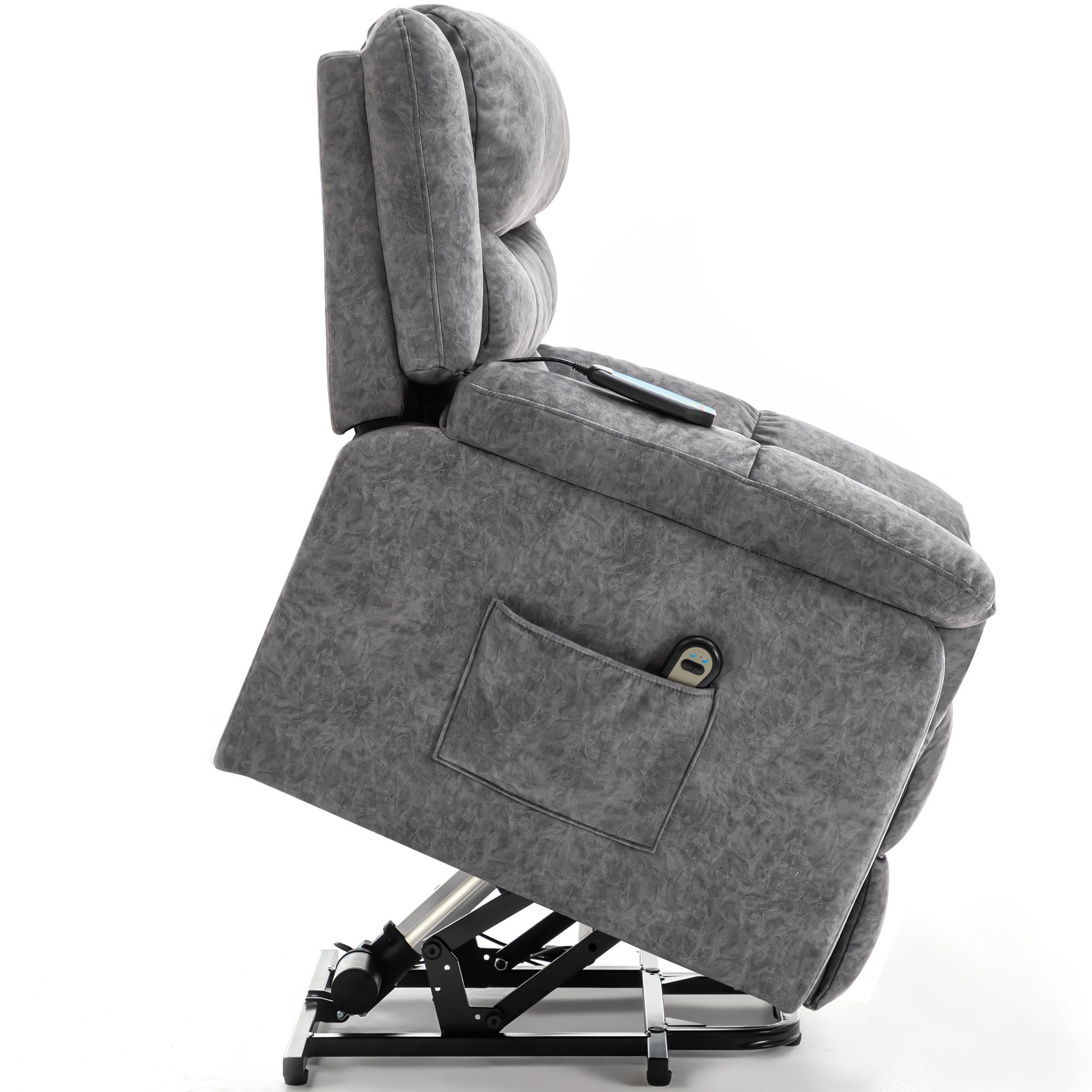 Massagesesel Ulife Relaxsessel TV-Sessel elektrisch Grau Wärme, Aufstehhilfe,