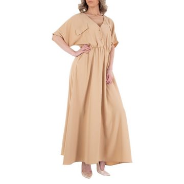 Ital-Design Sommerkleid Damen Freizeit Sommerkleid in Beige