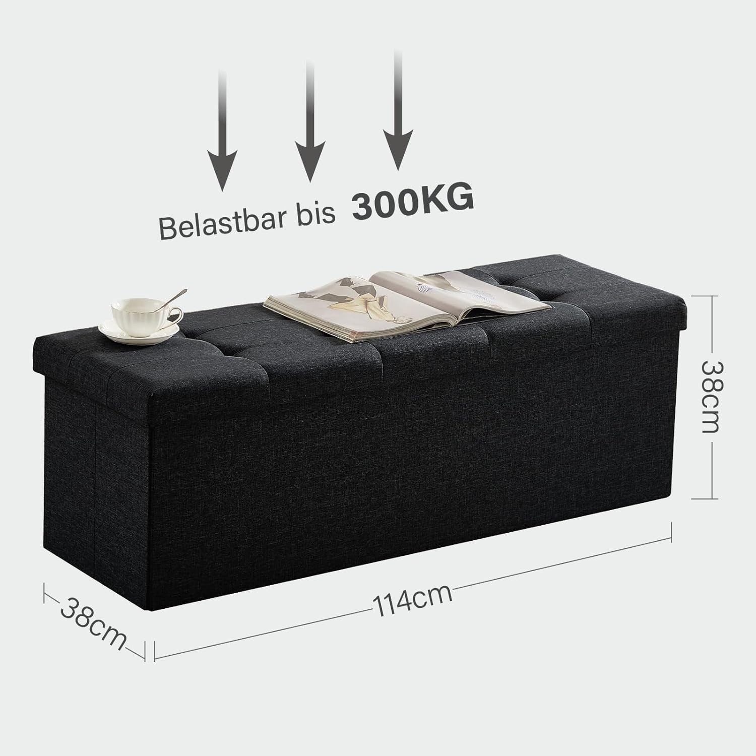 Zedelmaier Sitzbank 114cm mit Stauraum 120 L, klappbare Sitztruhe mit abnehmbarem Deckel (ZD114), faltbar Hocker Fußbank Aufbewahrungsbox