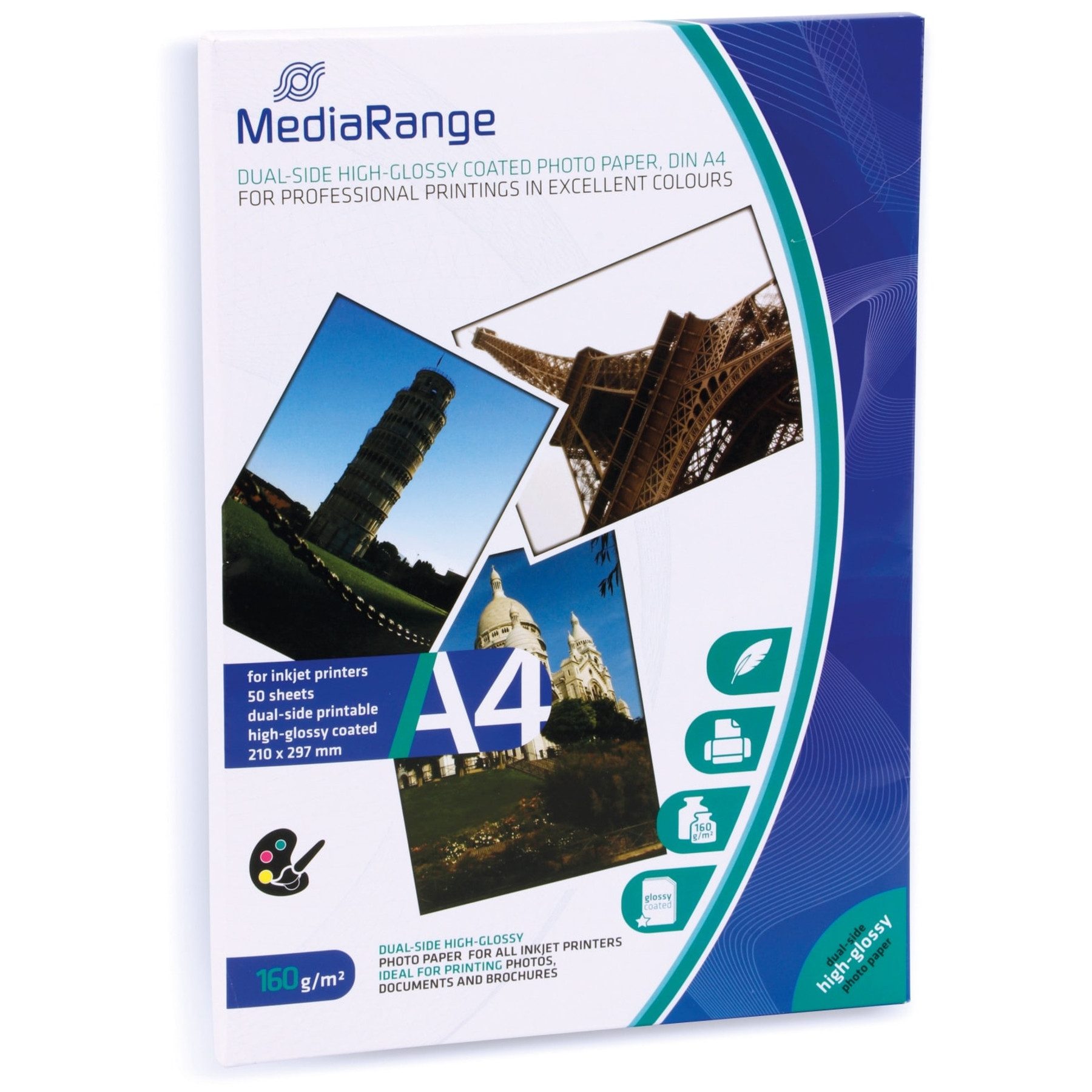 Mediarange Fotopapier MEDIARANGE Fotopapier DIN A4, 160 g/m², hochglanz, 50 Blatt