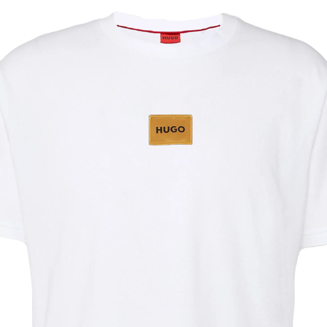 HUGO Kurzarmshirt Hugo Boss Diragolino Weiß mit Brust Shirt auf der Label-Patch