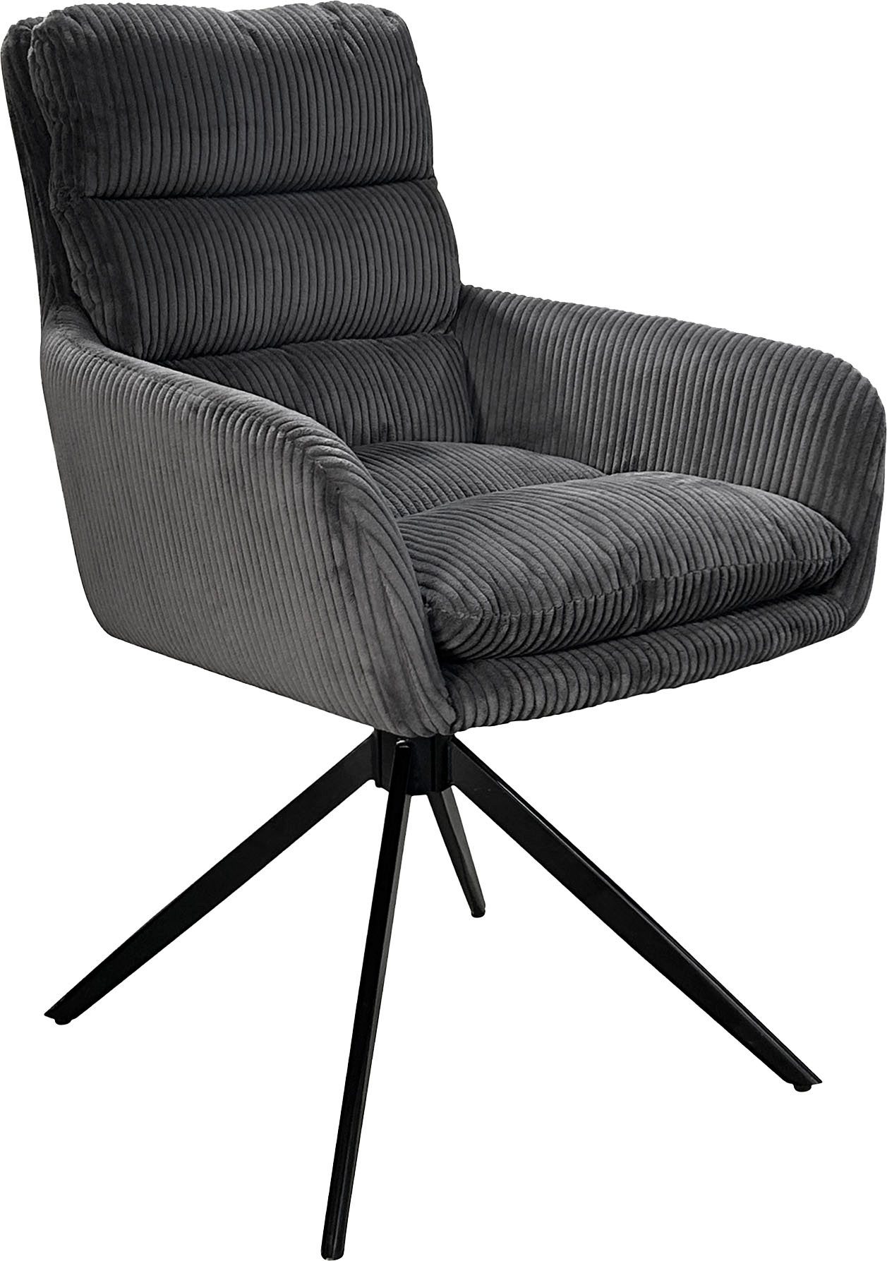 byLIVING Esszimmerstuhl Pura (Set, 2 St), Sitzschale 360°drehbar, Metall schwarz, Armlehnstuhl, diverse Farben – Bild 4 von 5