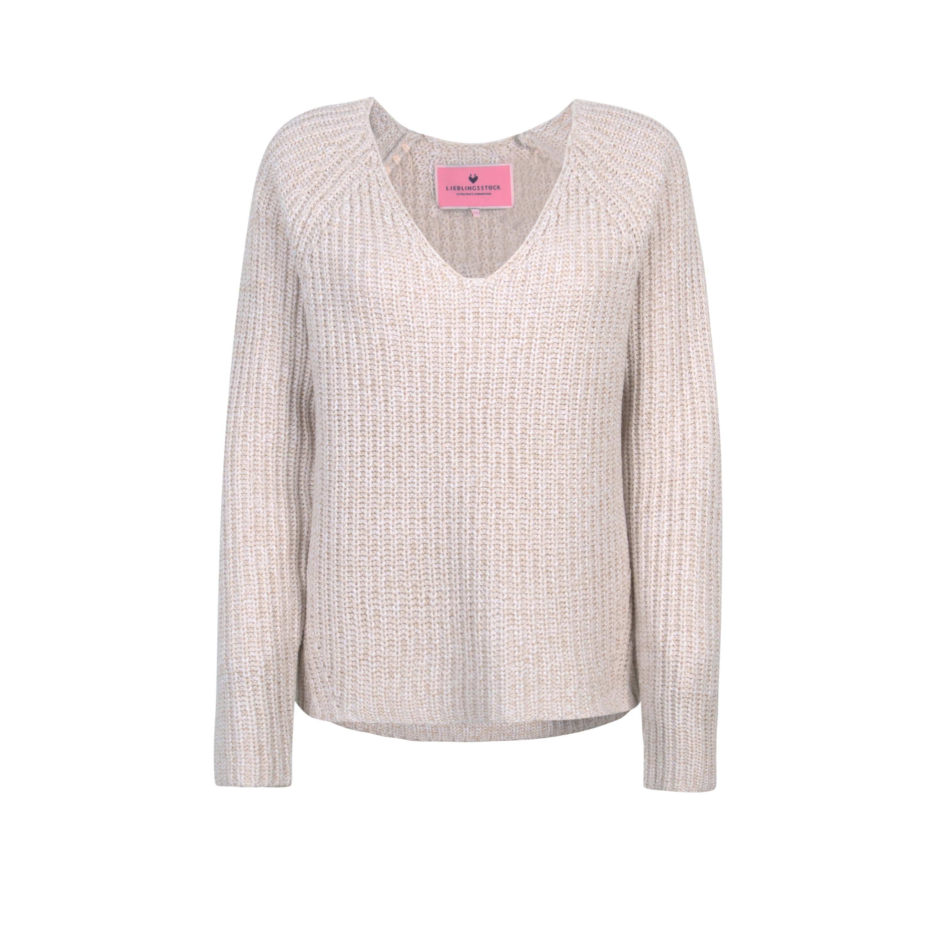 Lieblingsstück Strickpullover SangiEP mit Raglanärmel beige | V-Pullover