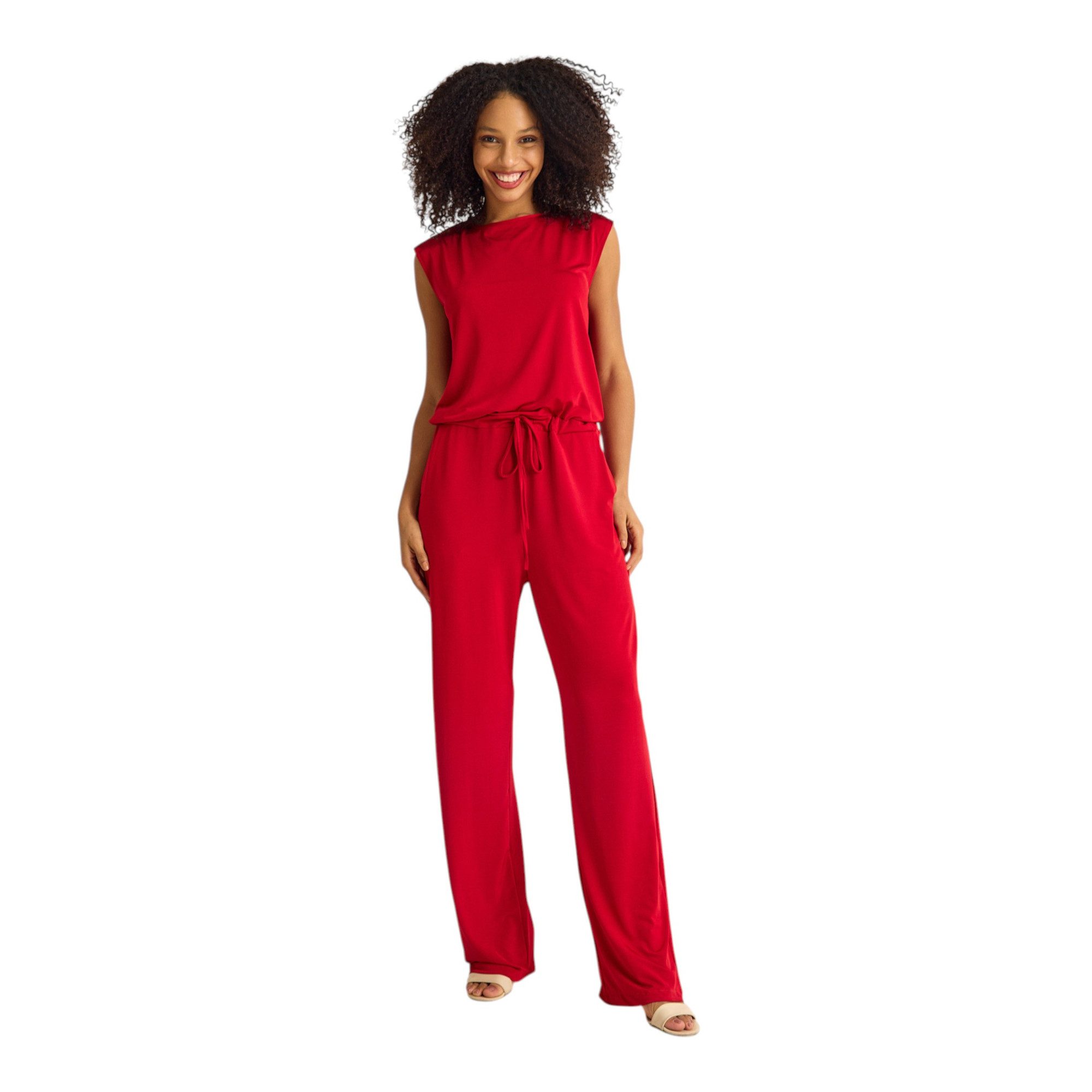 fashionshowcase Overall Eleganter Damen Jumpsuit aus Stretch-Jersey Einteilig Anpassbare Bänder, figurbetonte Passform