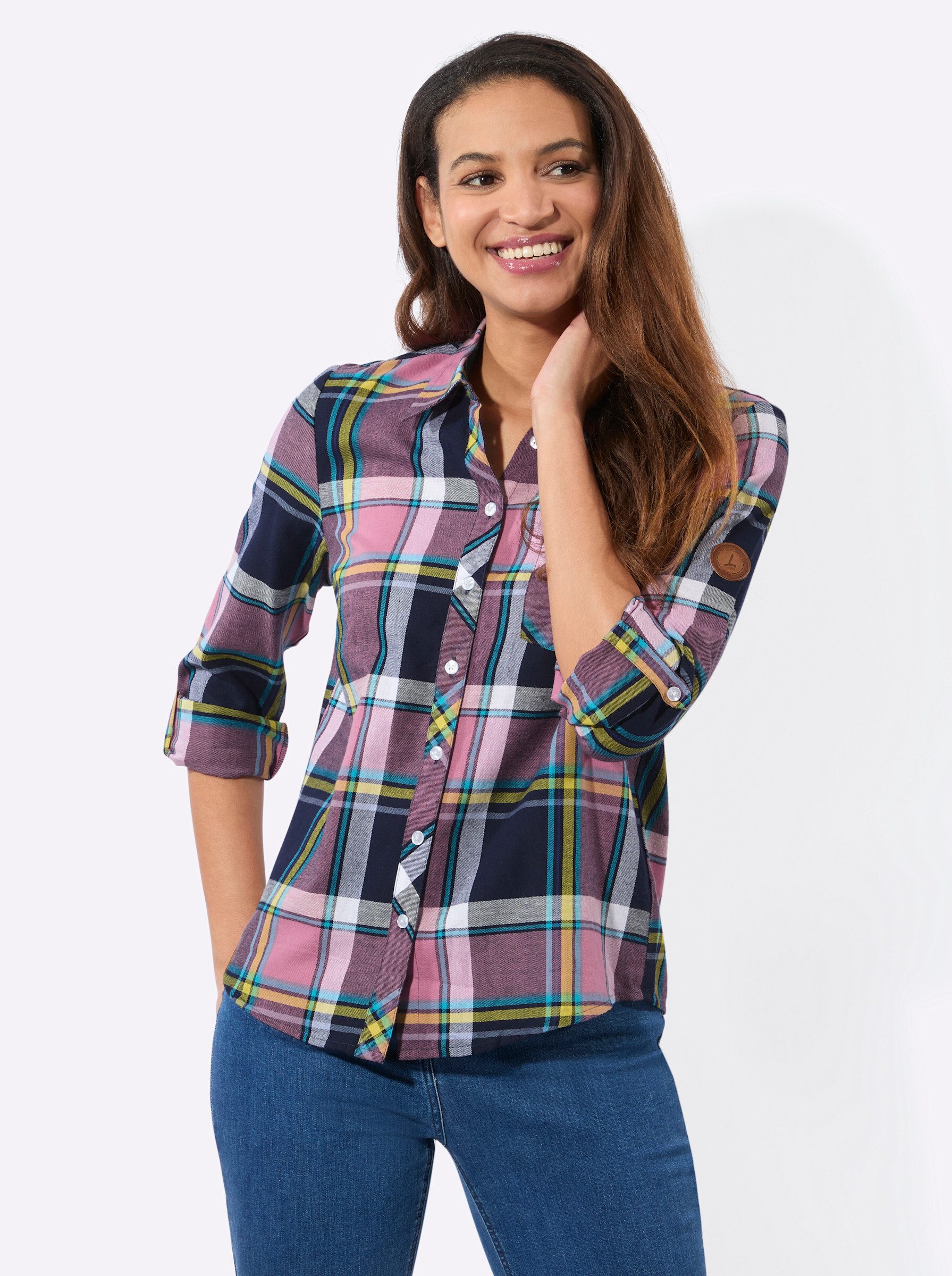 Witt Klassische Bluse Flanell-Bluse Langarm
