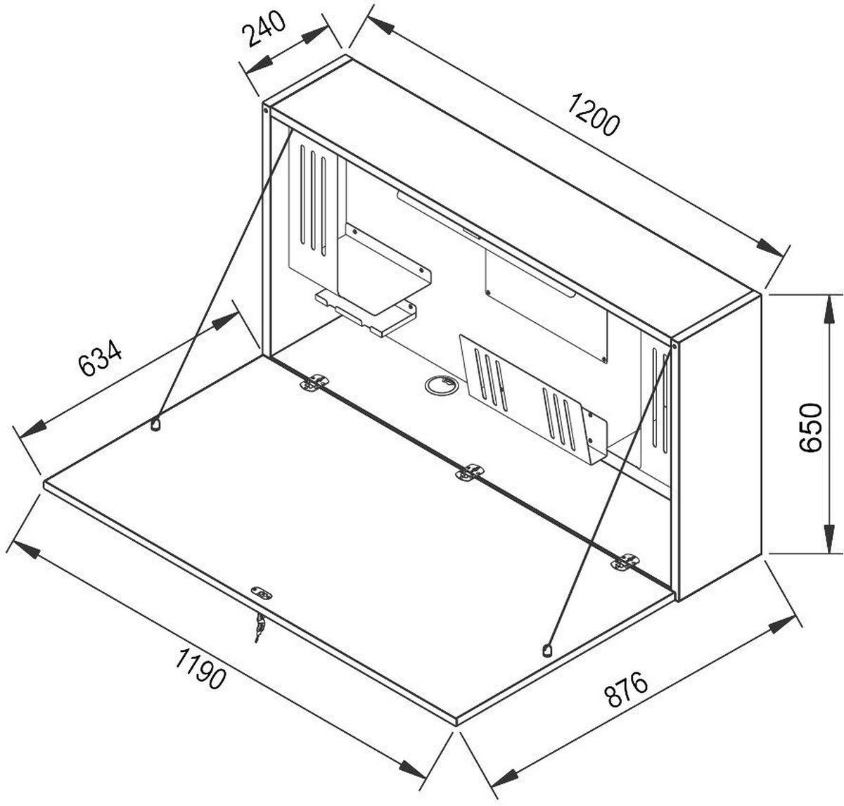 HAMMERBACHER Schreibtisch Wandschreibtisch 1200x265x650mm weiß