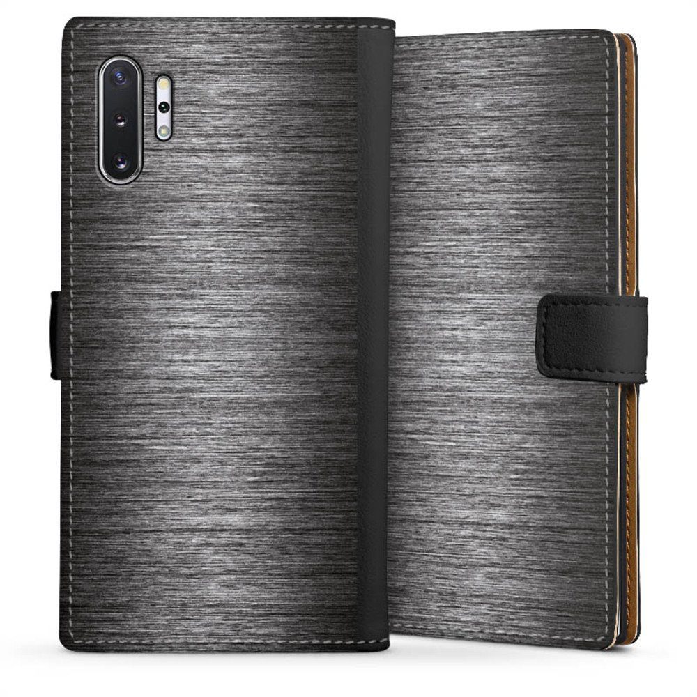 DeinDesign Handyhülle Metallic Look Metal Anthrazit Metal Look - Anthrazit,  Samsung Galaxy Note 10 Plus 5G Hülle Handy Flip Case Wallet Cover