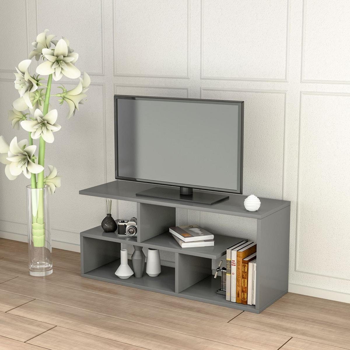 Lowboard Design Sideboard in Grau aus Holz für Wohnzimmer und TV