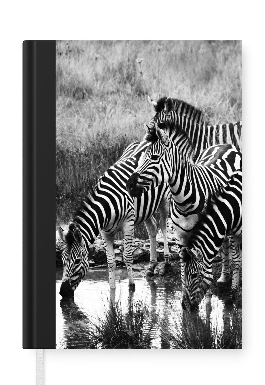 MuchoWow Notizbuch Trinkende Zebras, 98 Tagebuch, Notizheft, A5, Merkzettel, Haushaltsbuch Seiten, Journal