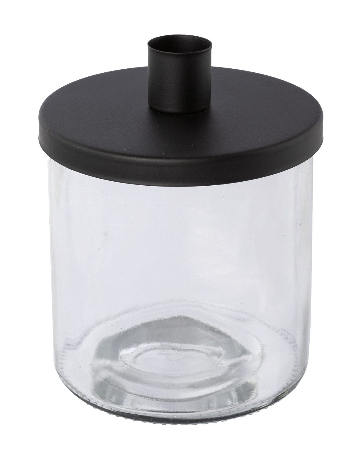 Gasper Kerzenhalter ASENDA, H 14,5 cm, Transparent, Schwarz, Metall, inkl. Deko-Glas